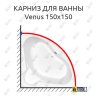 Карниз для ванны Cersanit Venus 150х150 Усиленный 20 мм MrKARNIZ фото 1