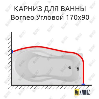 Карниз для ванны Aquanet Borneo Угловой 170х90 Усиленный 20 мм MrKARNIZ