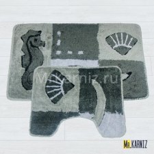 Комплект ковриков для ванной и туалета Морской серый