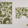 Комплект ковриков для ванной и туалета Узоры беж/зеленый фото 2